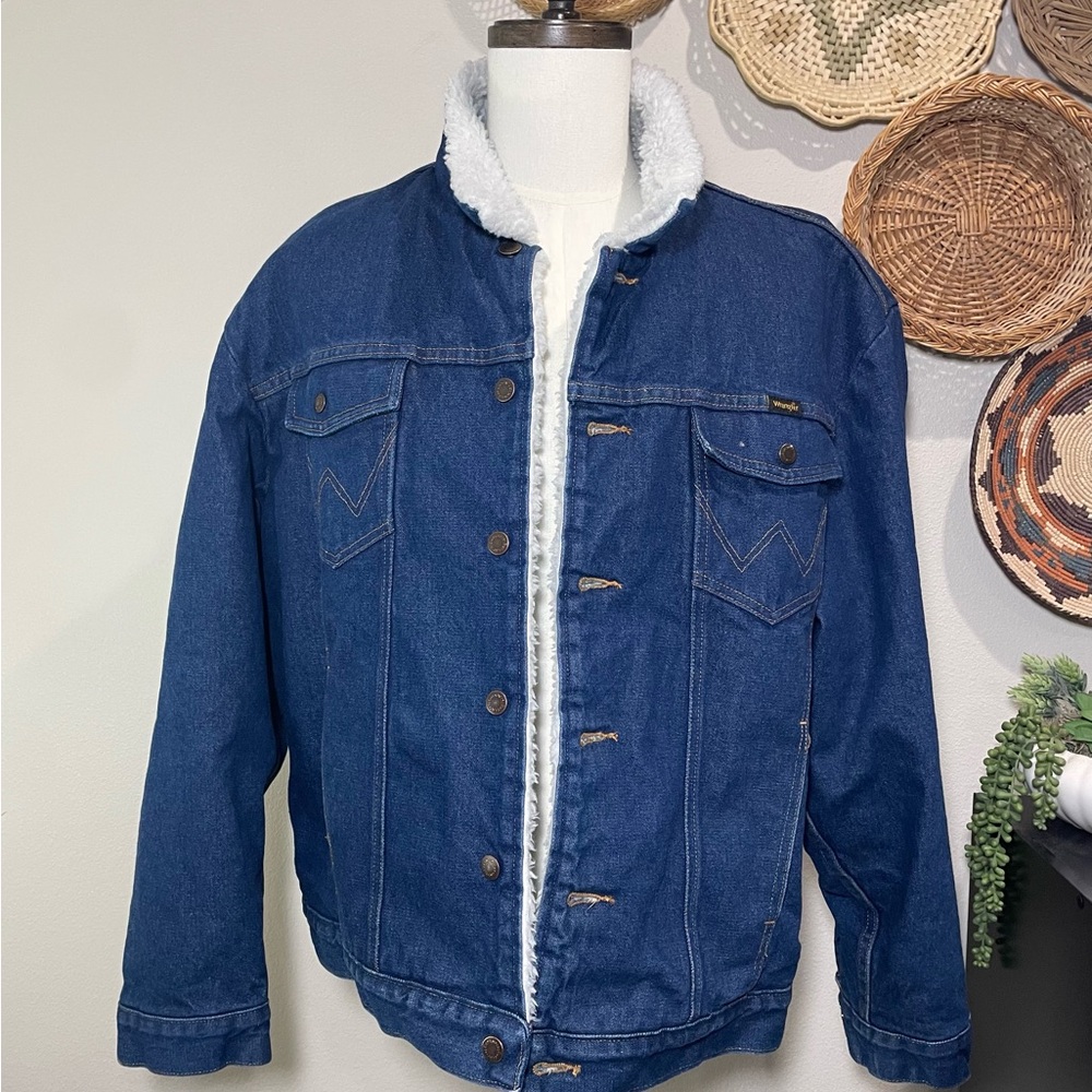 Wrangler Sherpa Lined Denim Trucker Western Cowboy Jean Jacket Style#74255PW 2XL